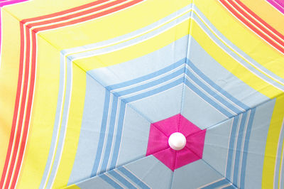 Low angle full frame view of multi summer bright colored umbrella