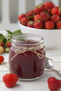 Close-up of strawberry jam
