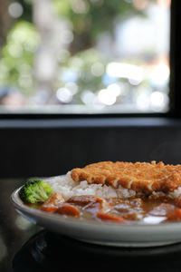 Close-up of meal served in plate