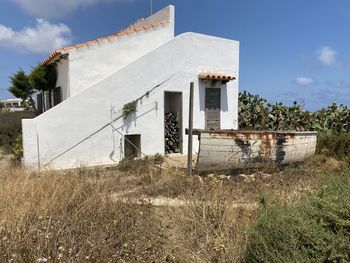 Low angle view of old building against sky