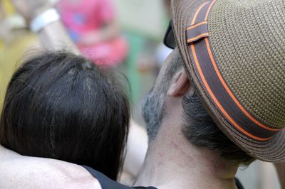 Rear view of couple kissing