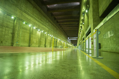 Illuminated corridor of building