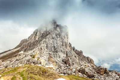 Low angle view of mountain against sky