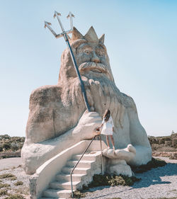 Low angle view of statue against the sky