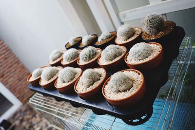 High angle view of food on table