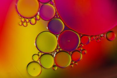 Full frame shot of water drops on multi colored background