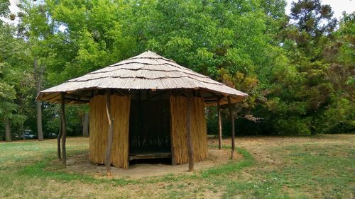 Built structure against trees