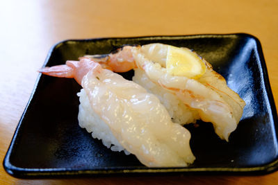 Close-up of sushi in plate