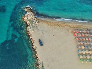 High angle view of surf on beach