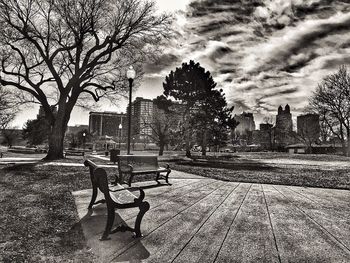 Empty bench in park