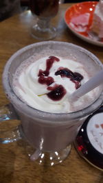 Close-up of dessert on table