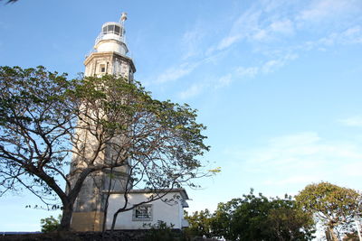 Low angle view of lighthouse against sky