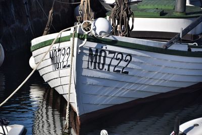 Boats moored in canal