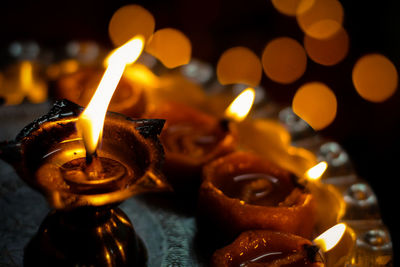 Close-up of lit candles