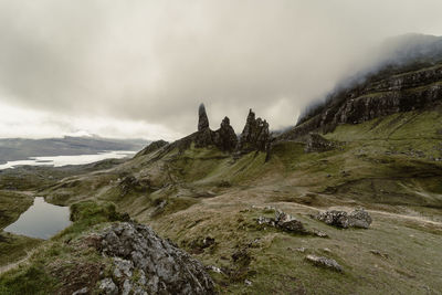 Beautiful wide angle view of the storr, september 2019