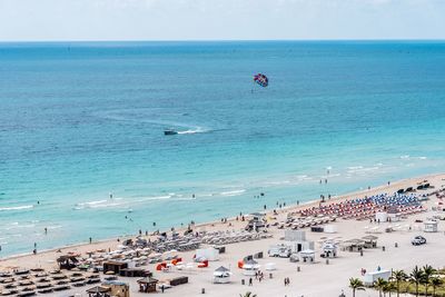 High angle view of people on beach