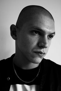 Close-up portrait of a serious young man