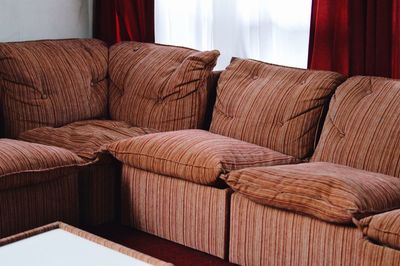 Close-up of sofa in living room