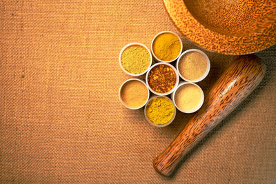 High angle view of food on table