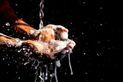 Close-up of hand feeding in sea