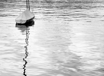 High angle view of boat in lake