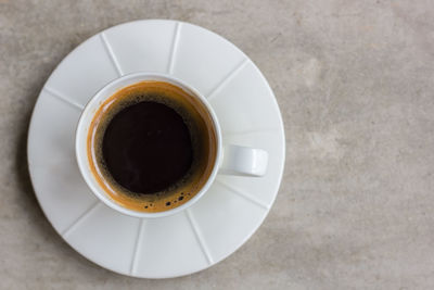 High angle view of coffee on table