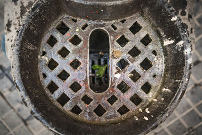 High angle view of manhole