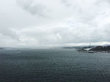 Scenic view of sea against cloudy sky