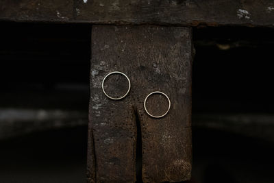 Close-up of rusty metal on table