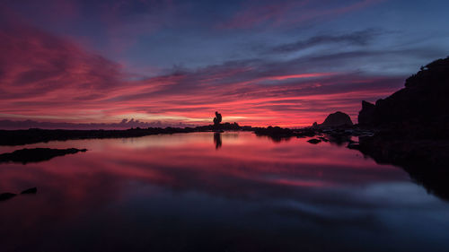 Scenic view of sea against sky during sunset
