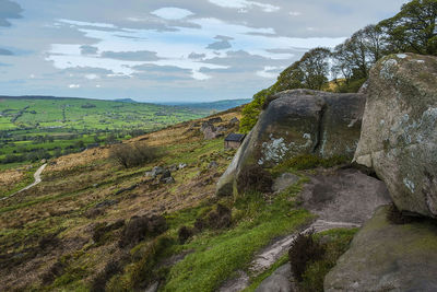 Scenic view of land against sky