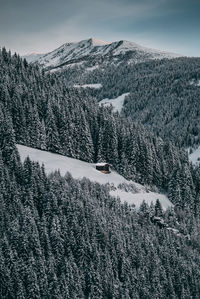 Scenic view of snow covered mountains against sky