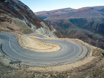 High angle view of road by mountain