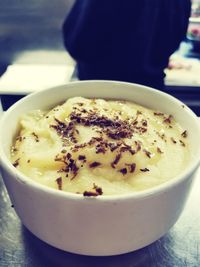 Close-up of dessert in bowl on table