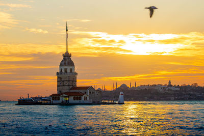 View of building against sky during sunset