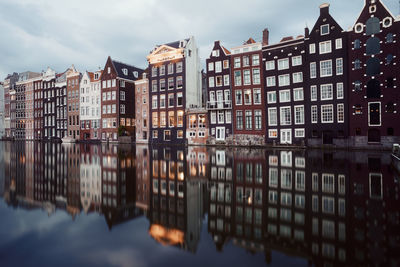 Reflection of buildings on lake