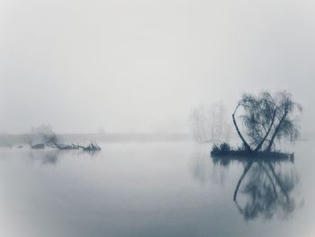 Scenic view of lake against clear sky