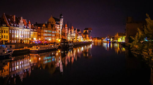 Illuminated buildings at night