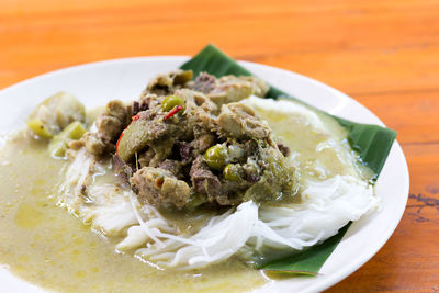 Close-up of meal served in plate