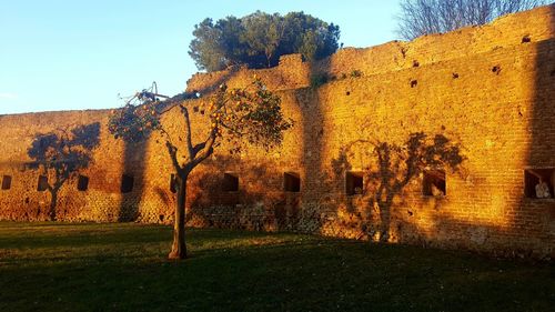 Scenic view of fort against clear sky