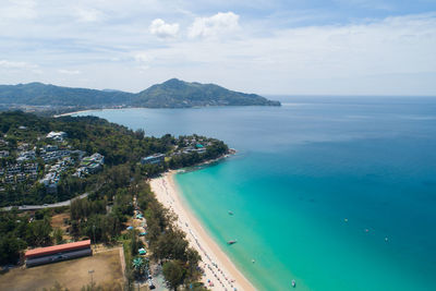 High angle view of sea against sky