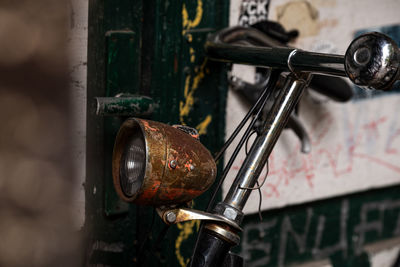 Close-up of old rusty bicycle