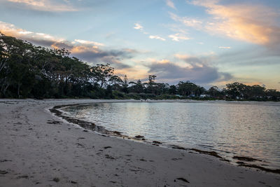 Scenic view of sea against sky during sunset