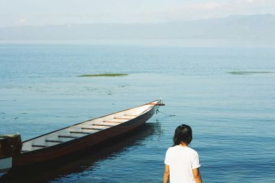 Boat sailing in sea