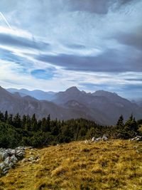 Scenic view of mountains against sky