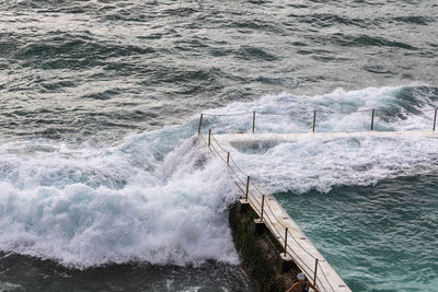 Sea waves splashing on shore