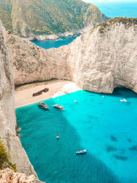 Scenic view of sea and rocks