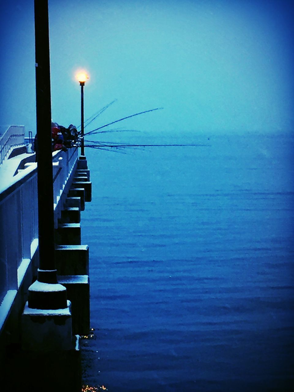 water, sea, sky, nature, architecture, no people, lighting equipment, built structure, nautical vessel, beauty in nature, transportation, mode of transportation, blue, illuminated, horizon, railing, auto post production filter, dusk, outdoors, horizon over water
