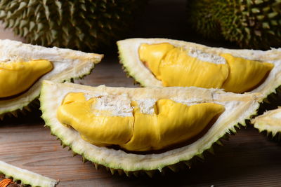 Close-up of bananas on table