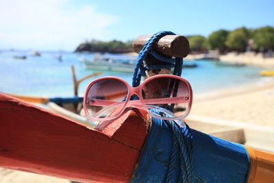 View of boat on beach